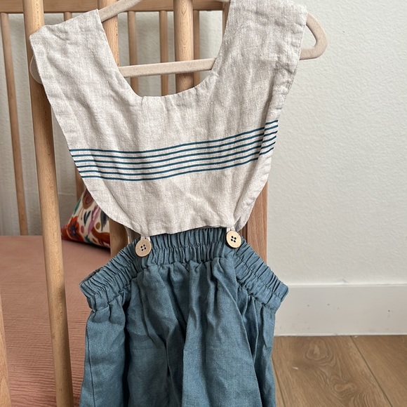 Slice (EUC) | girls linen apron pinafore dress - Picture 5 of 9